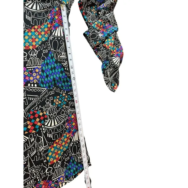 Laura Tanzer 100% Silk Bold Abstract European Cityscape Wide Leg Palazzo Pants L - Image 8
