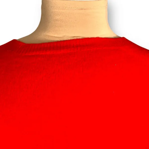 Vintage Bright Cherry Red Ribbed Knit Button Front Round Neck‎ Cardigan Sweater - Image 5