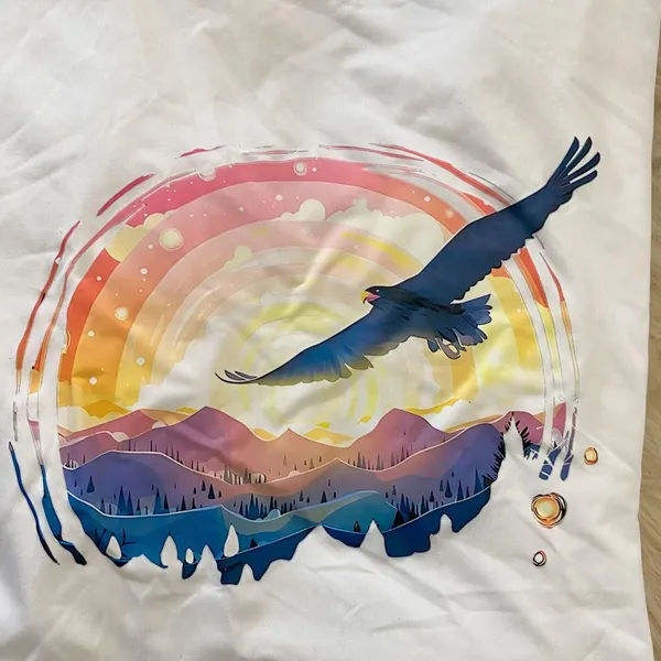 Source Unknown New unworn White Multi Soaring Bird Sunset Graphic Print T-shirt XL - Image 2