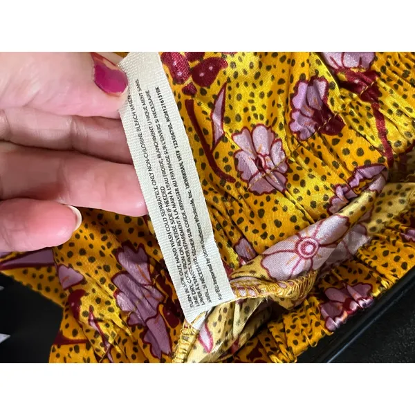 Free People Intimately Floral Wide Leg Pants XS Boho Palazzo Pull On Yellow Pink - Image 6