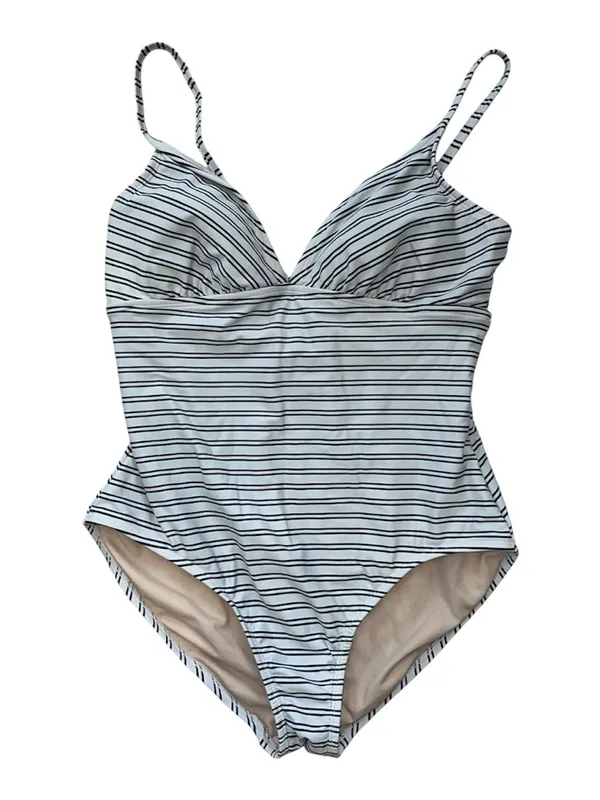 Kona Sol Navy Blue & White Striped One-Piece Swimsuit - Size Large - Image 2