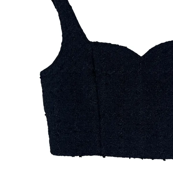 NWT Abercrombie & Fitch Boucle Tweed Corset Crop Top Black Chic Elegant Size S - Image 2