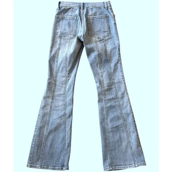 Free People So Many Seams Flare Jeans Retro 70's Size 24 Medium Wash Denim - Image 6