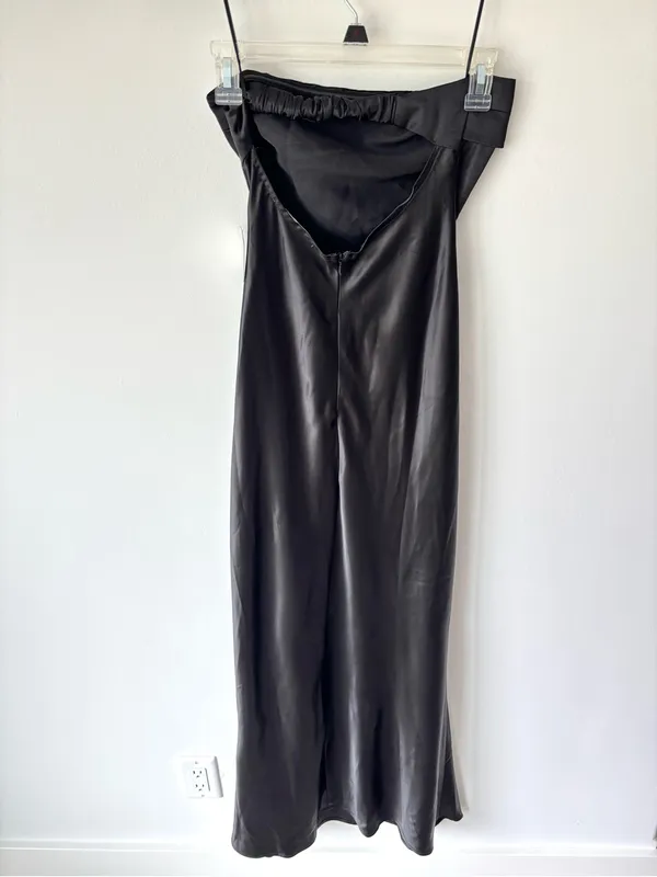 Altar’d State Paityn Strapless Maxi Dress Black Satin Formal Elegant Wedding - Image 12