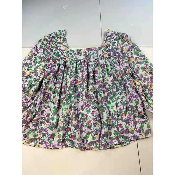 Hope & Harlow Floral‎ Print Square Neck Long Sleeve Blouse Top L - Image 9