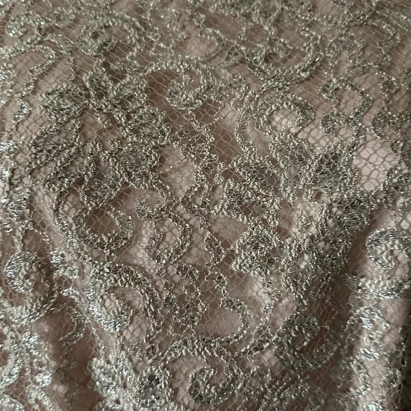 Shoshanna Lace 3/4 sleeve, light pink/silver dress - Size 6 - Image 2