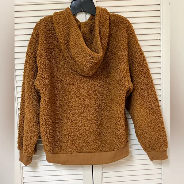 American Eagle AE Brown Sherpa Pullover Hoodie - Size XS - VGUC - Image 2
