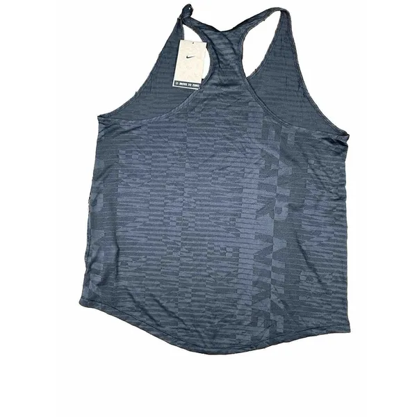 NWT Nike Women's Running Mesh Racer‎ Back Black Gray Tank Top Size XL - Image 2