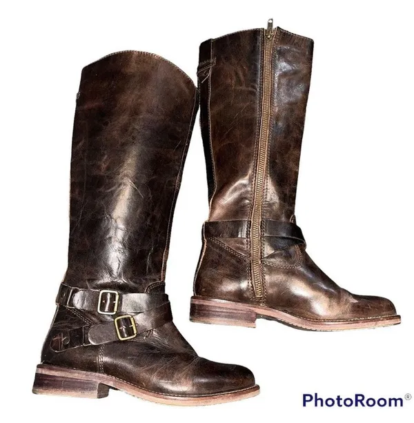 Hinge Brown Tall Distressed Leather Devin Riding Boots size 5.5 - Image 5
