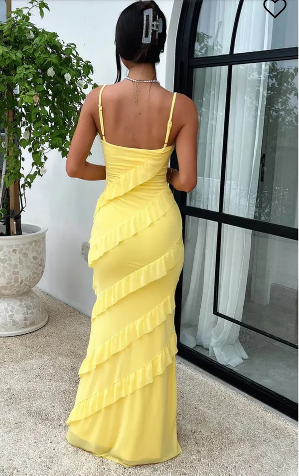 These Three Boutique Yellow Ruffle Maxi Dress - Image 3