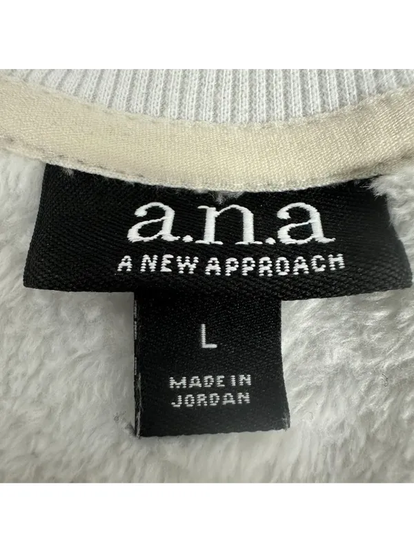 A.n.a A New Approach Womens White Crewneck Sweatshirt Large Ribbed Pullover - Image 3