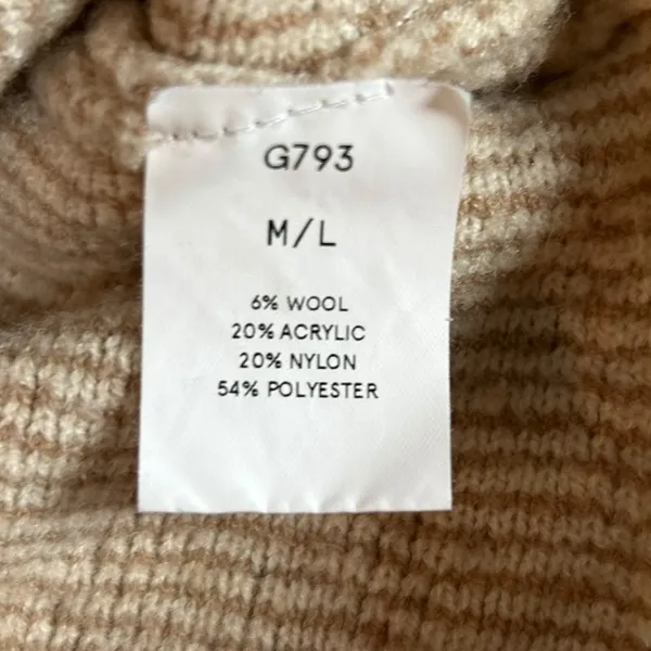 Kerisma Women’s Oversized‎ Wool Blend Boho Ribbed Knit Beige Brown Sweater M/L - Image 5