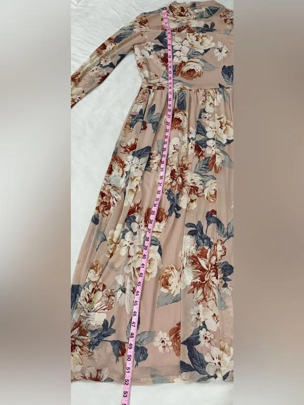 Kate and Lily Floral Mock-Neck Long Sleeve Maxi Dress Blush Pink Size 10 - Image 11