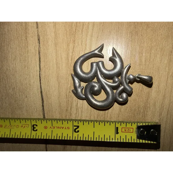Stirling Silver Om Aum Symbol Buddhism Pendant Charm 925 - Image 6