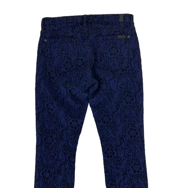 7 For All Mankind Jeans 29 Blue Black Floral Damask Skinny Stretch AU0150149A - Image 5