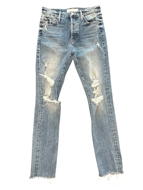 Mother jeans Trickster skimp fray thrill seeker raw hem distressed blue denim 24 - Image 7