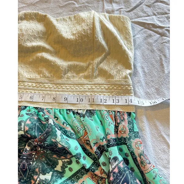 Rue21 Strapless Boho Print Dress Size Large Asymmetrical Hem - Image 4
