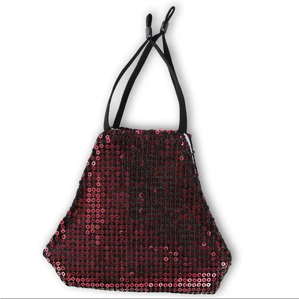 Burgundy Sequin Face Mask Red - Image 5