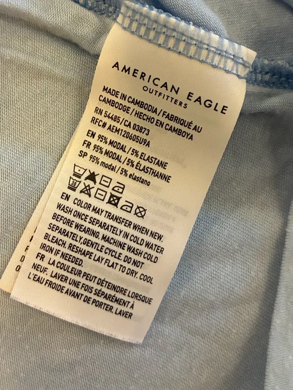 American Eagle Light Blue Crisscross Back Women's Crop Top Size Small - Image 3