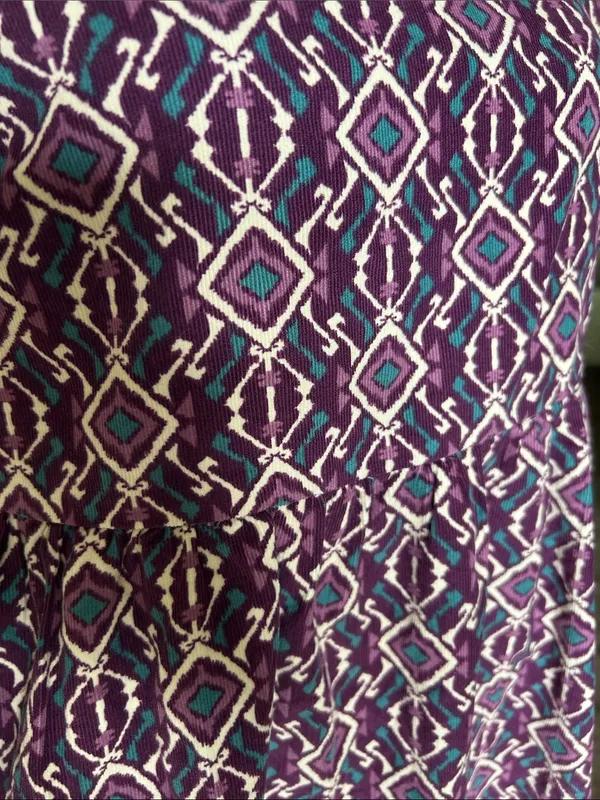 Anthropologie Boho cottage purple corduroy cotton puff sleeve square neck babydoll dress L - Image 4