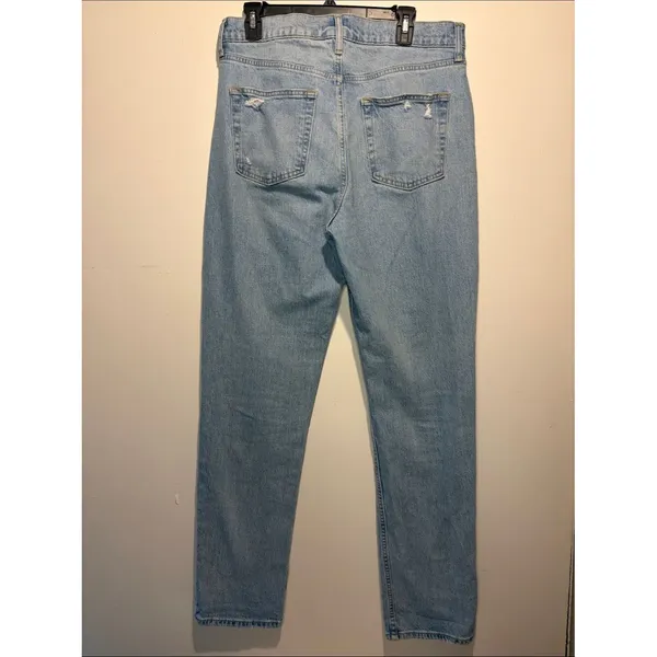 GAP Sky High Straight Light Wash Distressing Throughout Jeans Size 31 TALL - Image 2