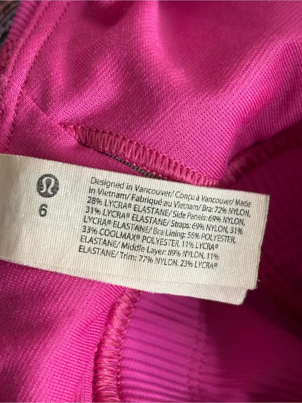 Lululemon Energy Longline Bra Ribbed pink W2BLIS size 6 - Image 3