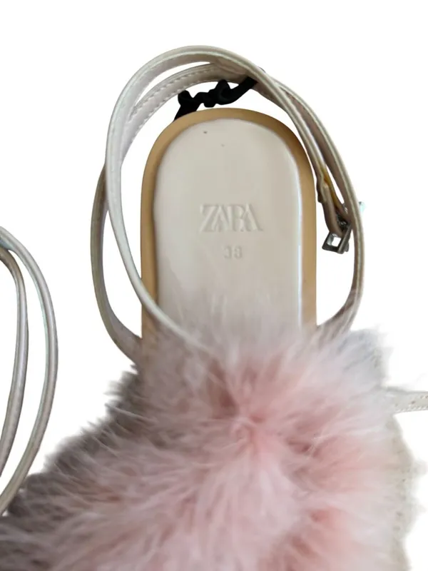 ZARA Pink Feather Sandals Size 38 / 7.5 NEW NWT - Image 4