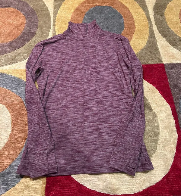 Lululemon Mock Neck & Go Take Off Cutout Long Sleeve Shirt Top Space Dye Size 12 - Image 2
