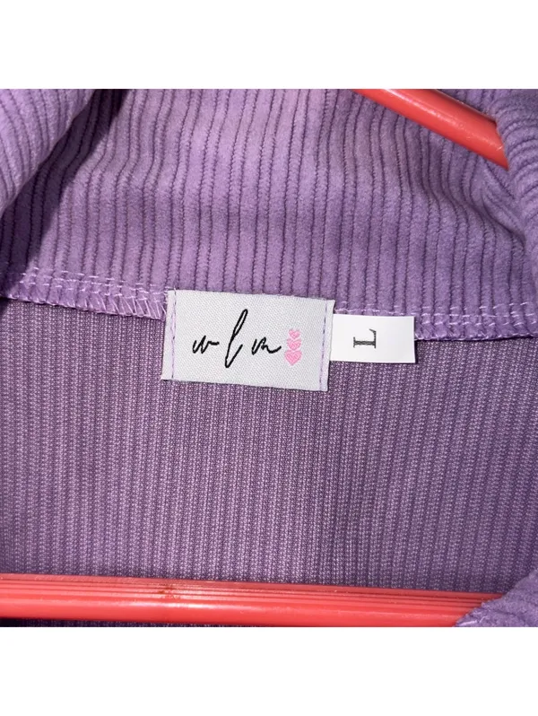 Boutique Purple Corded Quarter Zip Pullover Large NWOT - Image 6