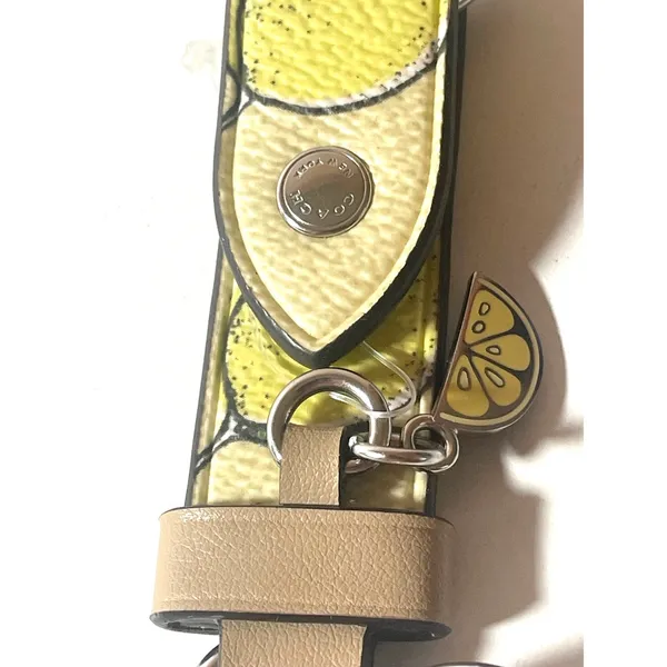 Coach Trigger Snap Keychain Yellow Lemon Leather Silver Hardware NYC - Image 4