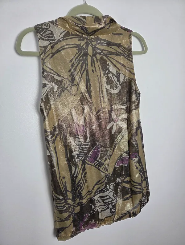 Aquilano Rimondi Silk Gold Camisole Top Abstract Designer Contemporary Medium - Image 8