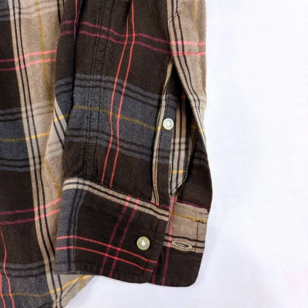 Ralph‎ Lauren Plaid Western Cowgirl Rodeo Shirt Brown Pink XS Roll Tab Sleeve - Image 11