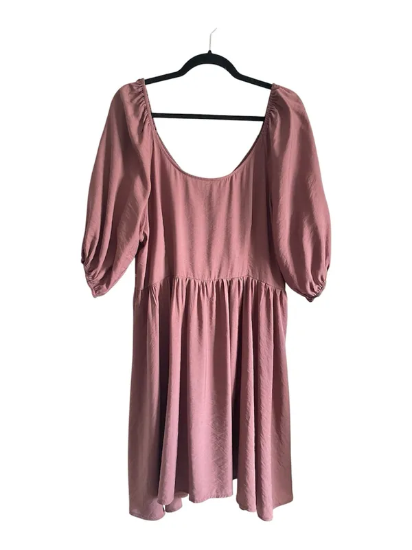 Mía joy Puff Sleeve Scoop Neck Mini Dress in Dusty Rose - Image 3