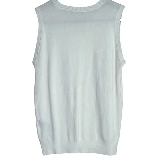 Zara Ribbed Hem Soft Knit Sleeveless Crew Neck Stretch Tank Top Small White - Image 5