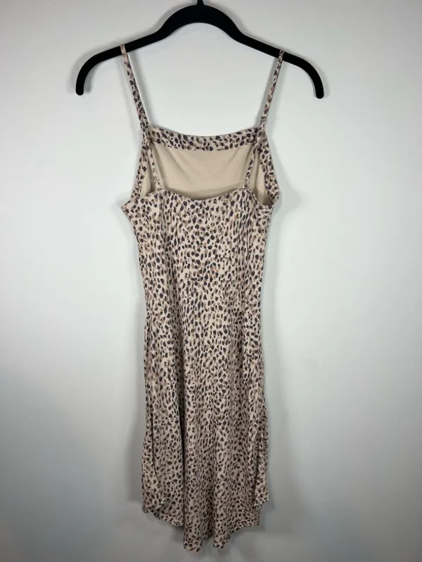 Abercrombie & Fitch Leopard Print Mini Slip Dress Brown Tan Lined Adjustable XS - Image 8