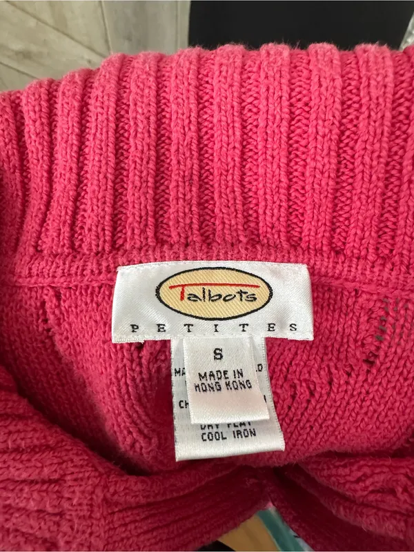 Y2K Barbiecore Hot Pink Cable Knit Polo Sweater - Small - Medium - Image 5