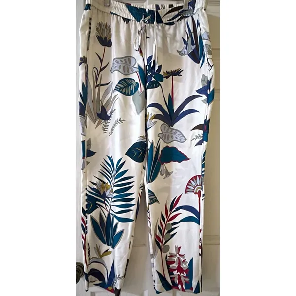 Tory Burch Women’s Sz 12 Adele Pant NWT 100% Silk, Floral, Resort Vacation Boho - Image 4