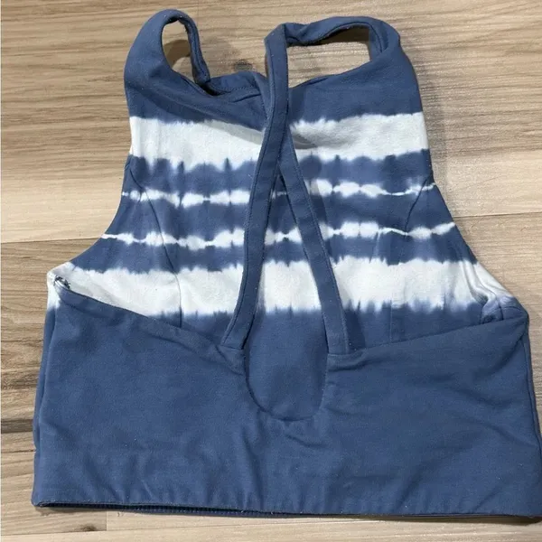Aerie Tie Dye Halter Tank Top Blue White Women’s Small - Image 3