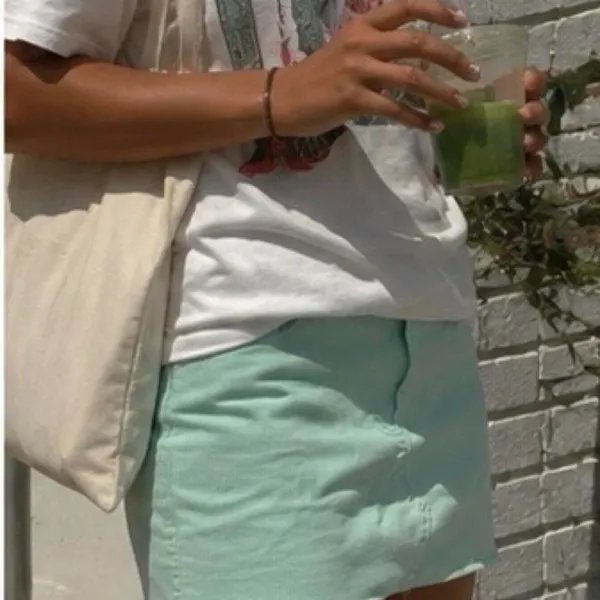 Forever 21 Mint Green Denim Mini Skirt Y2K Coquette Soft Girl S - Image 6