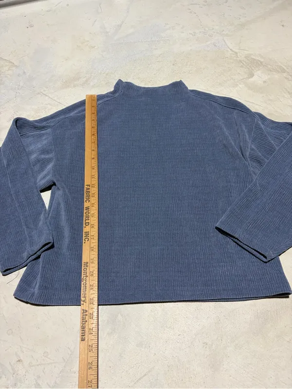 Madewell blue Ribbed Mock Neck Long Sleeve blouse medium - Image 4