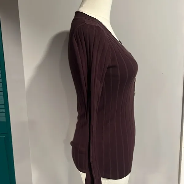 Nordstrom NWOT Wishlist ribbed plum long sleeve sweater v neck - small - Image 5