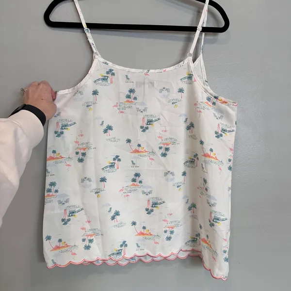 RAE DUNN Womens Pajama Set Sleepwear Tank Shorts Tropical Flamingo Palm‎ Tree M - Image 8