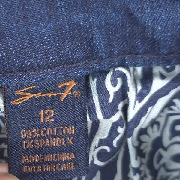 Seven7 Jeans Women 12‎ Blue Dark Wash Embellished Waistband Stretch Bootcut Y2K - Image 8