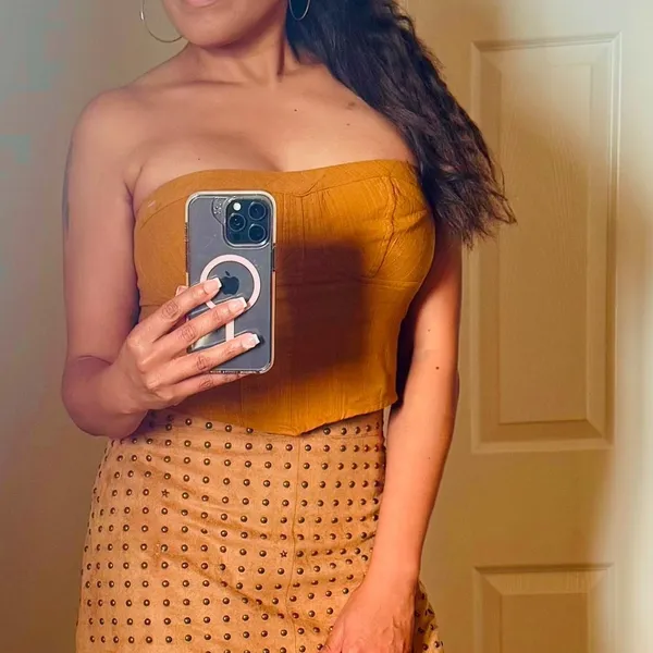 Free People One-Shoulder Mustard Crop Top - Image 4