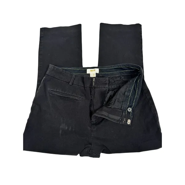 Maeve Anthropologie Black Wide Leg Trousers Pants‎ Size 10 Stretch Cotton Blend - Image 4
