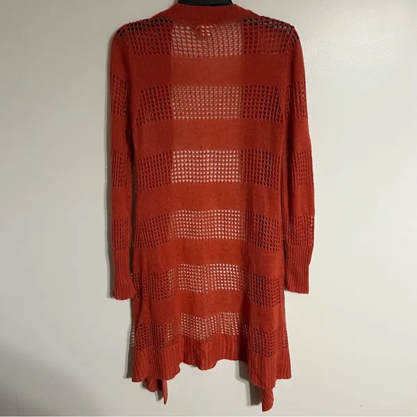 Women's MUDD Long‎ Sleeve Long Cardigan Duster Y2K 90s Size Medium Dark Orange - Image 8