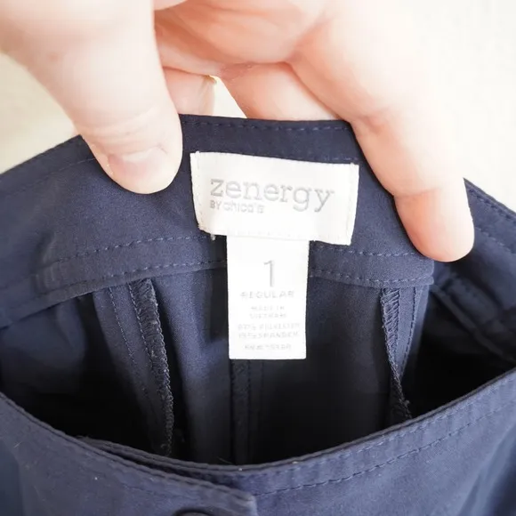 Zenergy Chicos‎ Medium Navy Blue Lightweight Cargo Pants Regular Stretch Casual - Image 6