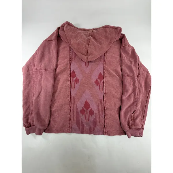 Lucky Brand Womens Pink Southwestern Ikat Baja Pullover Hoodie Cotton Size M - Image 2