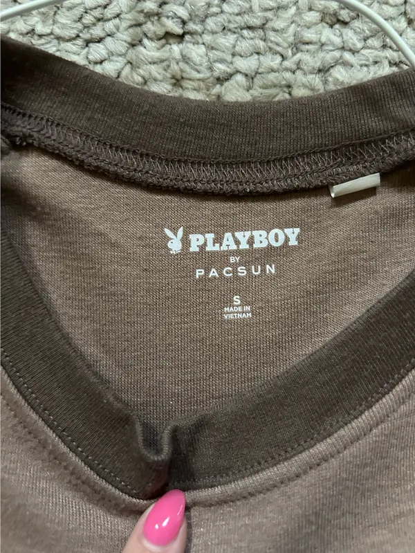 Brown Playboy Pacsun Cropped T-Shirt - Image 2