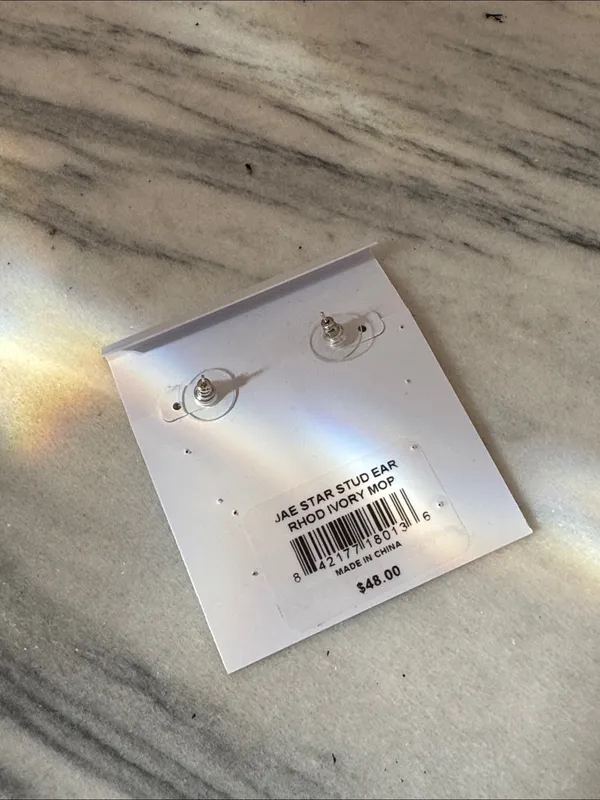 Kendra Scott Jae Silver Star Stud Earrings Ivory Shell new - Image 3